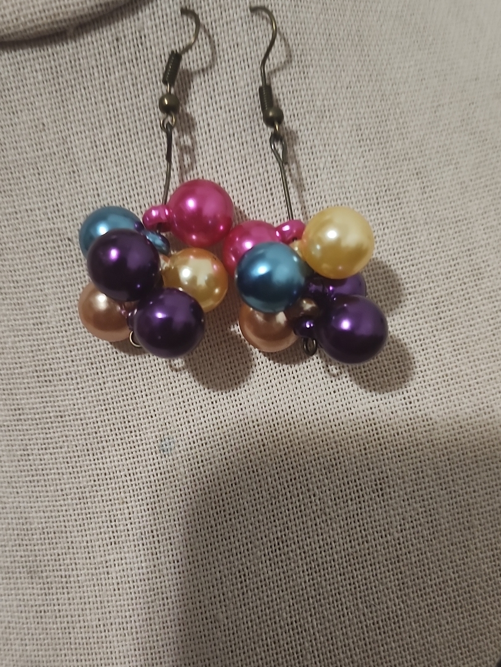 Handcrafted Cluster Multicolor Drop Earrings